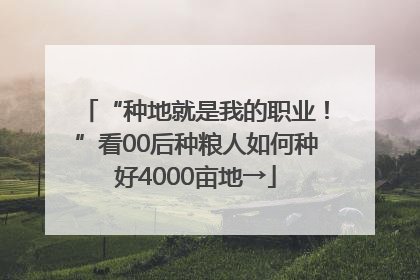 “种地就是我的职业！”看00后种粮人如何种好4000亩地→