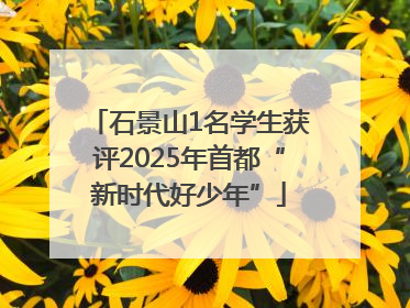 石景山1名学生获评2025年首都“新时代好少年”