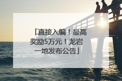 直接入编！最高奖励5万元！龙岩一地发布公告