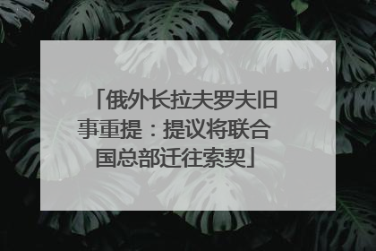 俄外长拉夫罗夫旧事重提：提议将联合国总部迁往索契