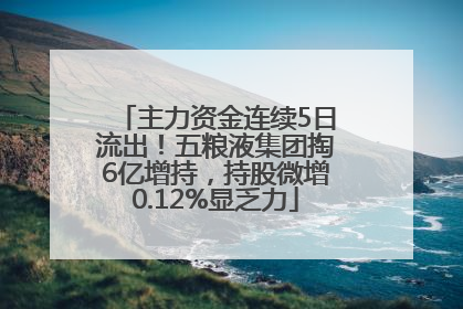 主力资金连续5日流出！五粮液集团掏6亿增持，持股微增0.12%显乏力