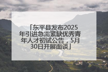 东平县发布2025年引进急需紧缺优秀青年人才初试公告，5月30日开展面谈