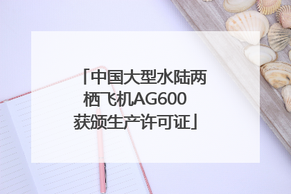 中国大型水陆两栖飞机AG600获颁生产许可证