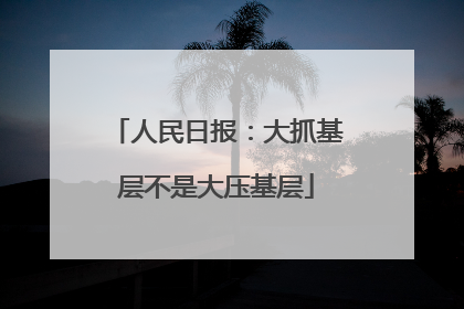 人民日报：大抓基层不是大压基层