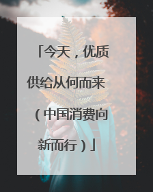 今天，优质供给从何而来（中国消费向新而行）