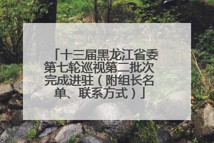 十三届黑龙江省委第七轮巡视第二批次完成进驻（附组长名单、联系方式）