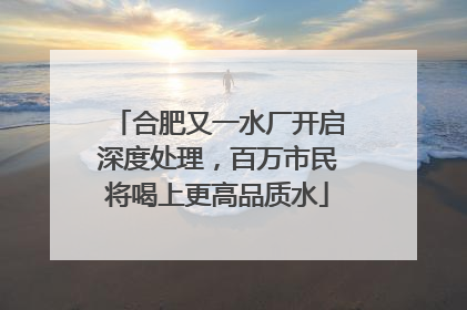 合肥又一水厂开启深度处理，百万市民将喝上更高品质水
