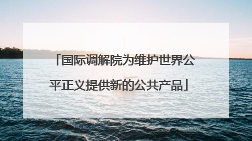 国际调解院为维护世界公平正义提供新的公共产品