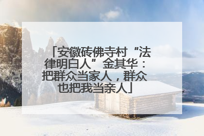 安徽砖佛寺村“法律明白人”金其华：把群众当家人，群众也把我当亲人