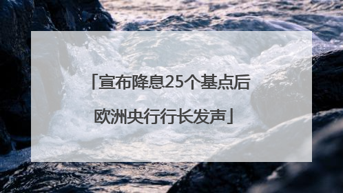 宣布降息25个基点后 欧洲央行行长发声