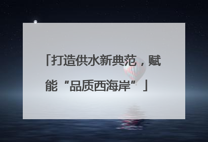打造供水新典范，赋能“品质西海岸”