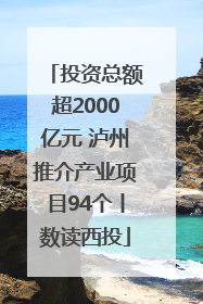 投资总额超2000亿元 泸州推介产业项目94个丨数读西投