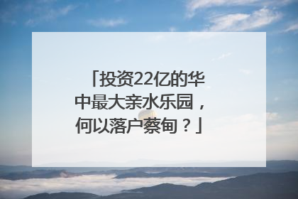投资22亿的华中最大亲水乐园，何以落户蔡甸？
