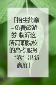 招生简章=免费旅游券 临沂这所高职院校的高考服务“卷”出新高度