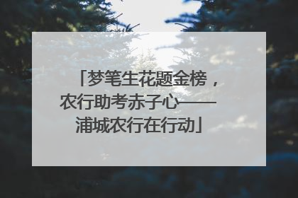 梦笔生花题金榜，农行助考赤子心——浦城农行在行动