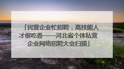 民营企业忙招聘，高技能人才很吃香——河北省个体私营企业网络招聘大会扫描