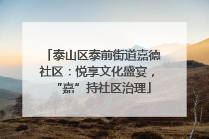 泰山区泰前街道嘉德社区：悦享文化盛宴，“嘉”持社区治理