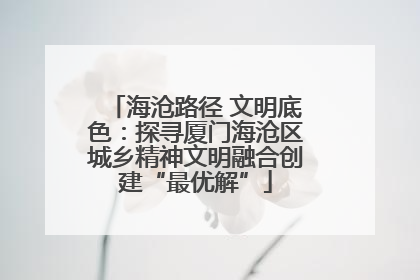 海沧路径 文明底色：探寻厦门海沧区城乡精神文明融合创建“最优解”