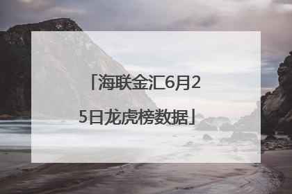 海联金汇6月25日龙虎榜数据