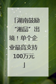 湖南鼓励“湘品”出境！单个企业最高支持100万元