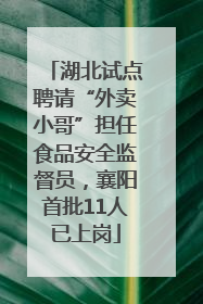 湖北试点聘请“外卖小哥”担任食品安全监督员，襄阳首批11人已上岗