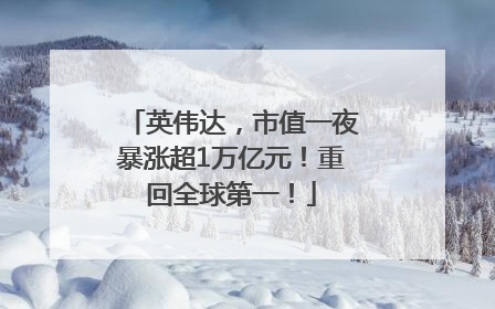 英伟达，市值一夜暴涨超1万亿元！重回全球第一！