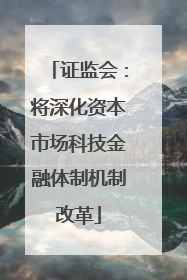 证监会：将深化资本市场科技金融体制机制改革