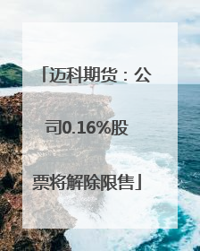 迈科期货：公司0.16%股票将解除限售