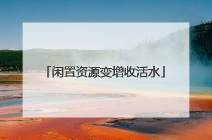 闲置资源变增收活水