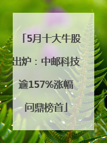 5月十大牛股出炉：中邮科技逾157%涨幅问鼎榜首